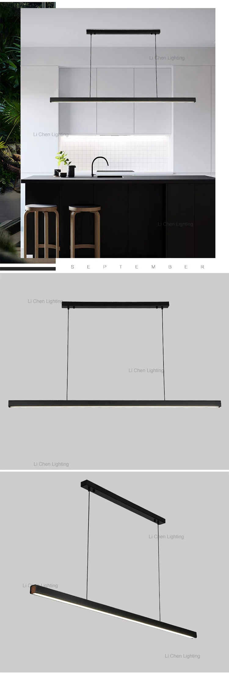 p0055 simple design indoor decoration office home commercial black led modern pendant lamp-1