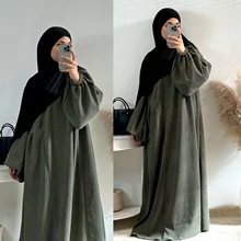 2025 Islamic Clothing Muslim Dress Closed Abaya Muslim Loose Dress Plain Abayas for Women Ramadan Casual Wear