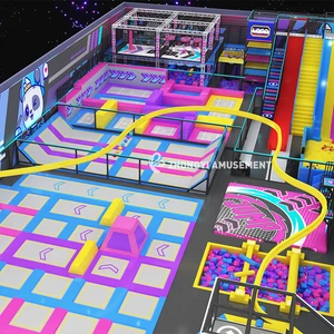 Customized Commercial Indoor Playground Equipment Adventure Park Rope Course and Trampoline Park Climbing Wall for Kids