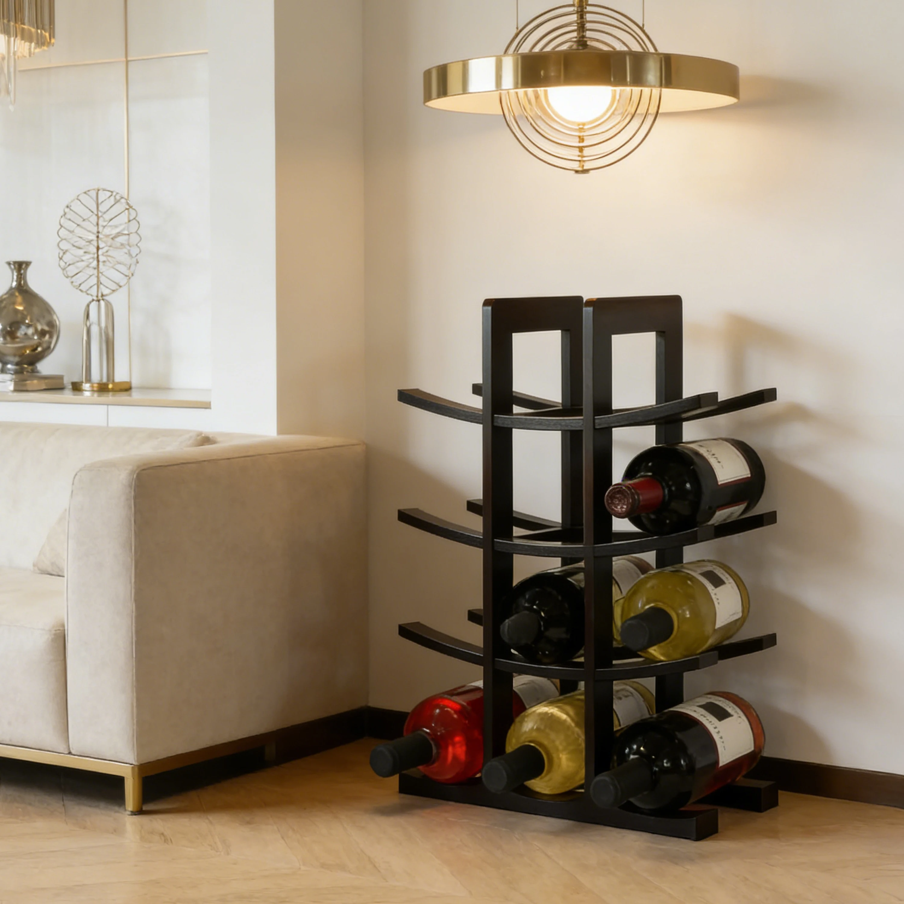 product custom countertop wine rack freestanding wine storage organizer wine holder for kitchen bar cart dining room wine display stand-4
