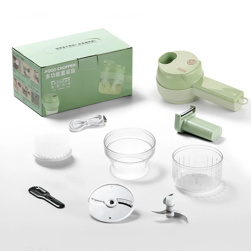L Hot Handheld Wireless Cooking Machine Electric Gatling Chopper Kitchen Multifunctional Four in One Stirring Garlic Slicer
