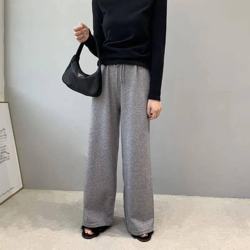 Suéter De Pierna Ancha A La Moda Coreana,Pantalones De Punto De Mezcla De  Lana De Color Sólido,Ropa De Alta Calidad Al Por Mayor,A009 - Buy Ropa Al  Por Mayor De Alta Calidad,Pantalones