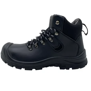 Zstep Embossed Leather Safety Shoes Basic Work Style Steel Toe Steel Plate Mid Cut PU Outsole