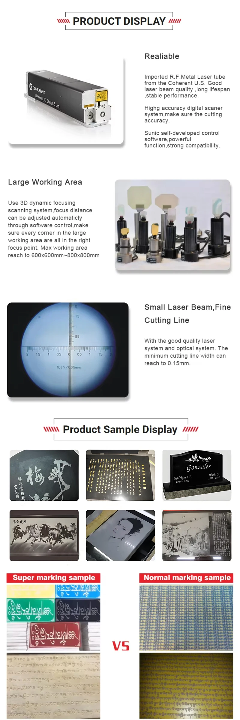 800*800mm Super Dynamic Focus CO2 3D Laser Marking Machine Used for Tombstone Marble Computer Printing Folding Laser AI BMP PLT