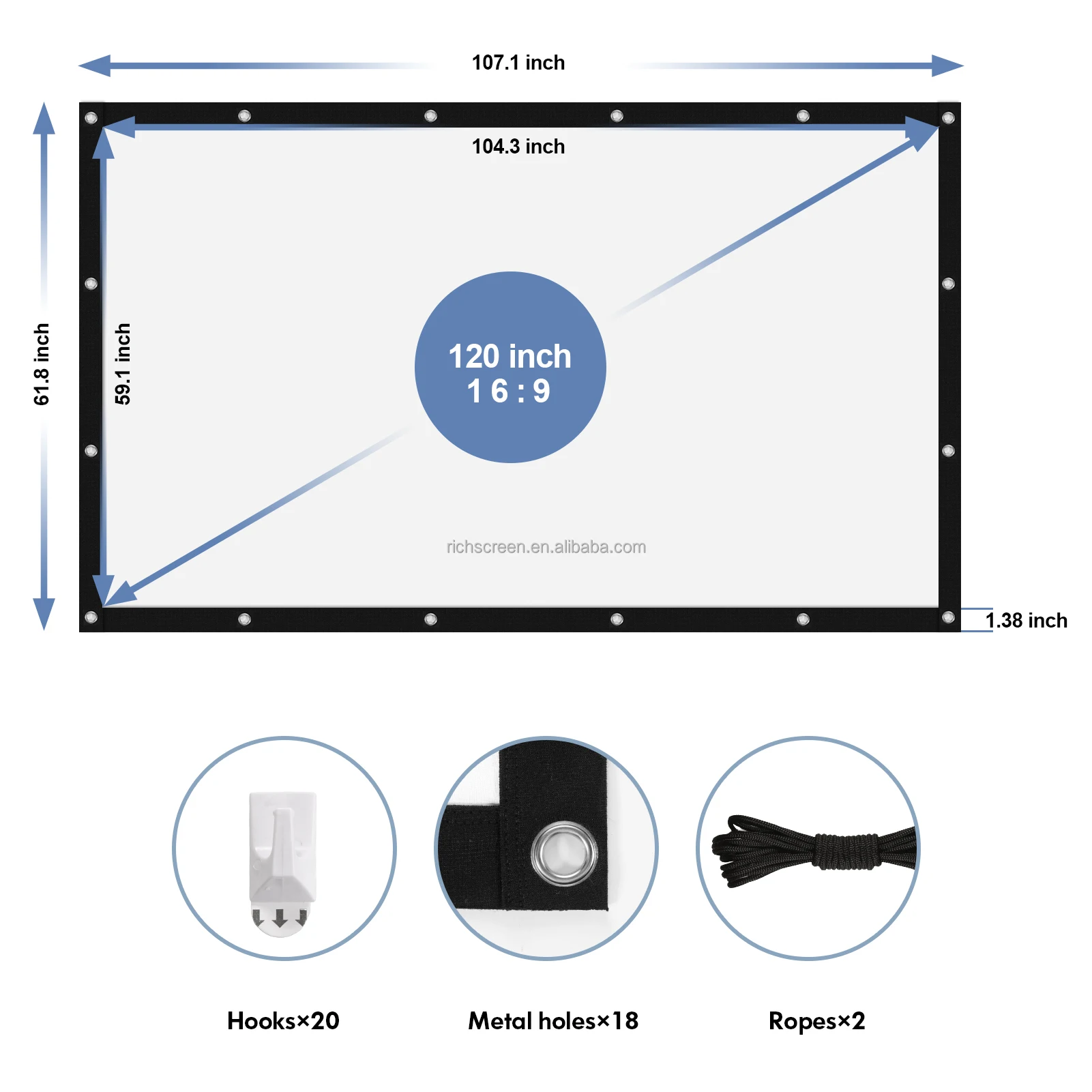 Foldable Polyester Cloth 100"(16:9) 221x125cm Portable Simple Projection Movies Projector Screens Cheapest Type