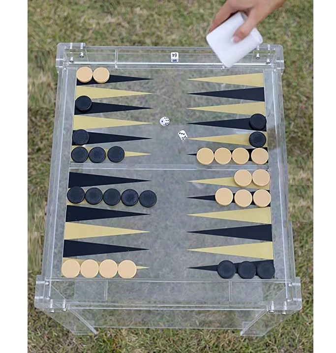 Modern Acrylic Backgammon Set with Transparent Blue Chips - Custom ...