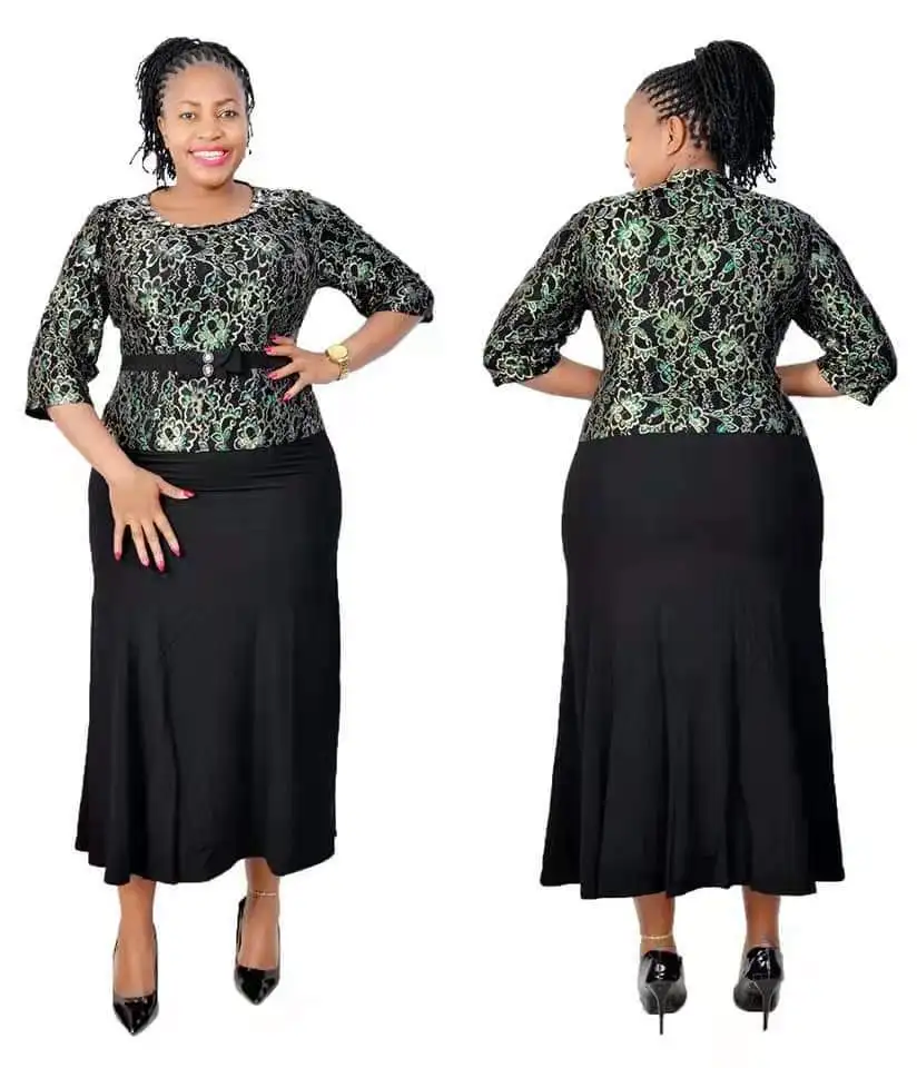Geenlinm Custom Stock Mother Plus Size Africa Women Dress Printed Design Evening Dress