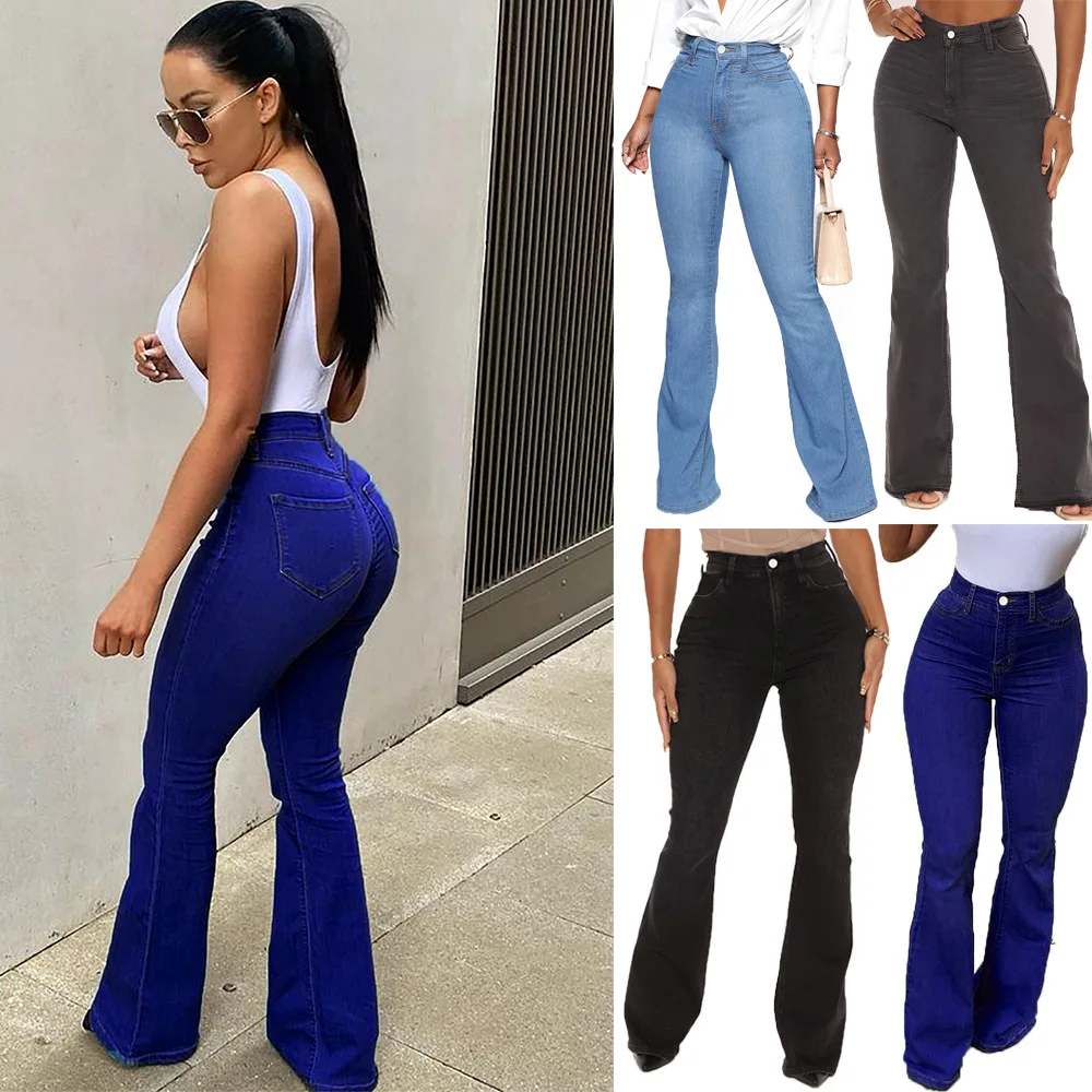 Vaqueros Acampanados De Cintura Alta Para Mujer,De Longitud Completa  Vaqueros Negros,De Alta Calidad,70s - Buy Vuelos De Longitud Completa Negro  De Alta Cintura Alta Calidad Damas Años 70 Denim Vaqueros Mujer Product