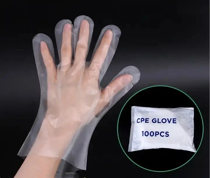 50 Pieces/ Pack Disposable CPE Material Waterproof Oilproof Thicken Gloves for Barber Beauty Salon Kitchen Food