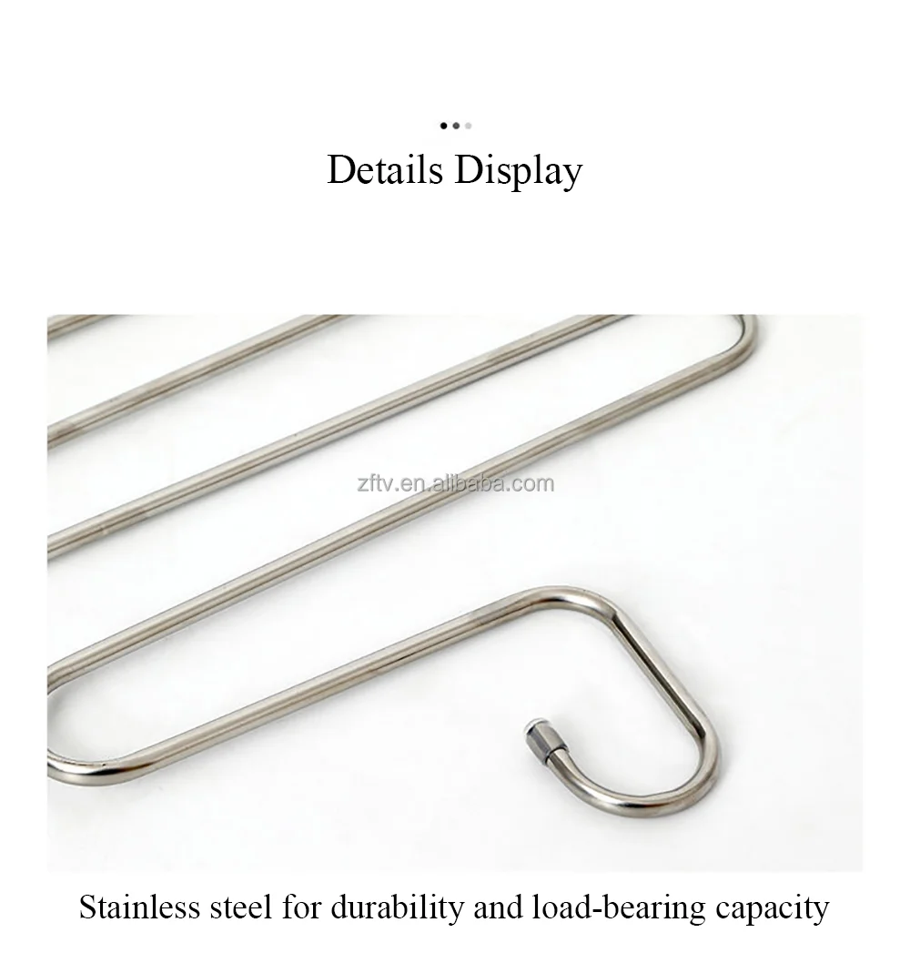 Pants Hangers Space Saving Stainless Steel Trousers Hanger 5 Layers