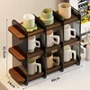Cup holder-walnut-black tea-nine compartments