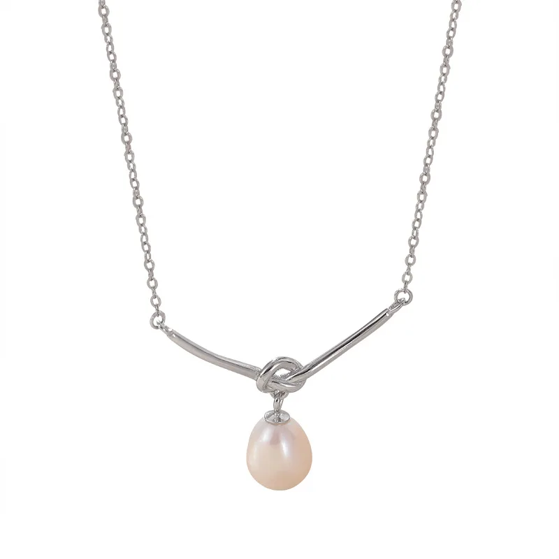 925 Sterling Silver Pearl Love Knot Pendant Necklace For Women And Gir