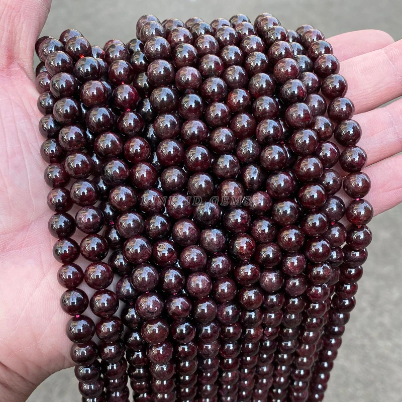 Lot De 10 Pierres Précieuses Grenat Naturel - Rouge Foncé - Diamètre 4mm - Pour Création Bijoux