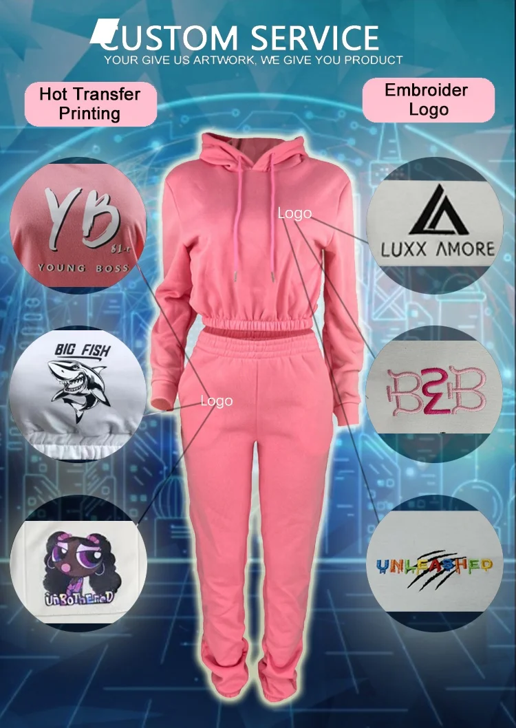 Mode femmes vêtements pièces épais pantalon ensembles Joggers