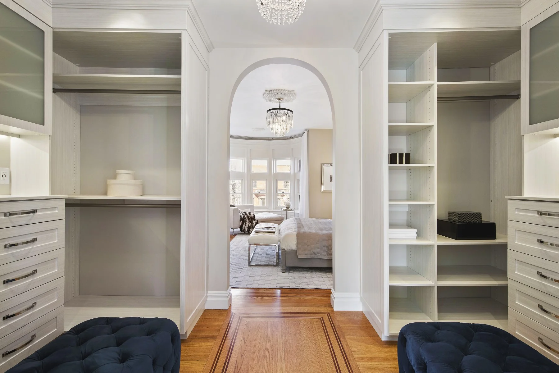 Luxury Man Dressing Room Walk in Cabinet Closet Armoire Solid White Oak ...