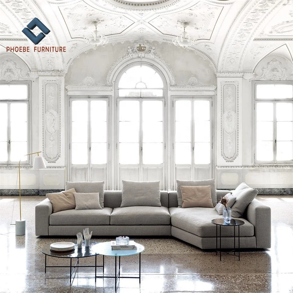 イタリアミニマリストL字型モダンファブリックセクショナルモジュラー