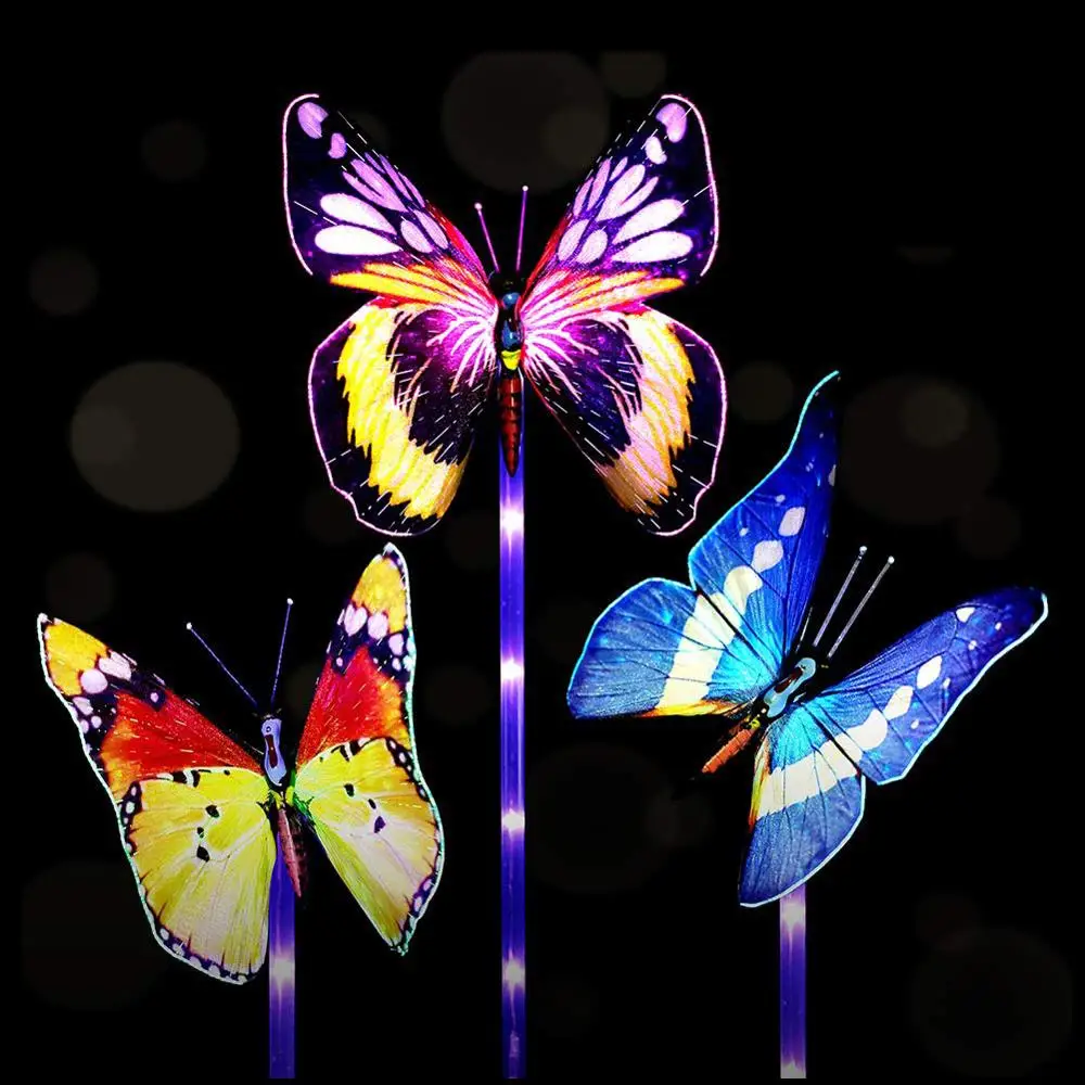 
3 пачки ABS + Акриловые солнечные светодиодные садовые фонари Солнечный Кол свет Бабочка 