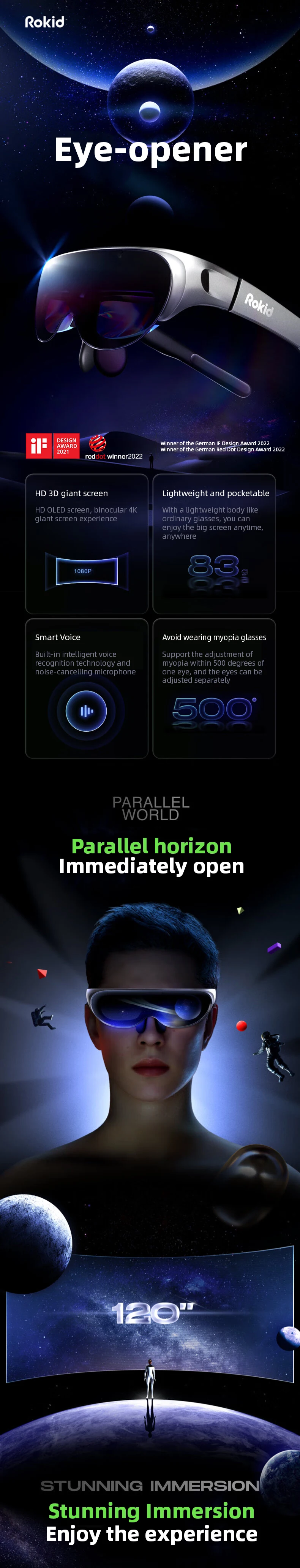 Rokid Air Ar Glasses,Augmented Reality Glasses Wearable Headsets Smart