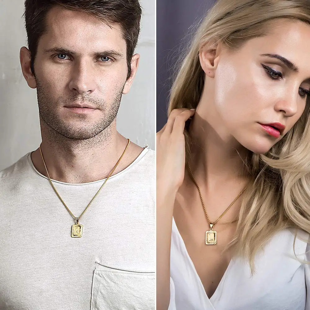 Collana Con Iniziale Personalizzata Alaneta | Acciaio Inox Placcato Oro 18K | Catena 55 Cm