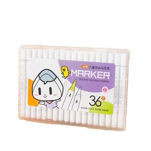 Wholesale Double-Headed Water-Based Marker Pen for Children Elementary School Students Washable Art Painting Colored Set Plastic