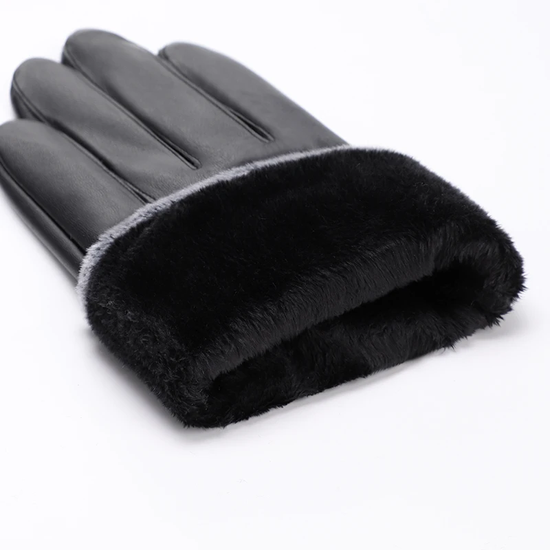 Gentlemen Faux Leather Warm Winter Man Outdoor PU Gloves
