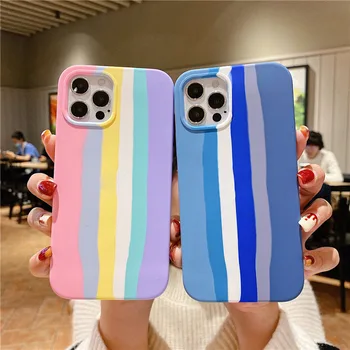 For iphone 12 case rainbow silicone all-inclusive mobile phone case