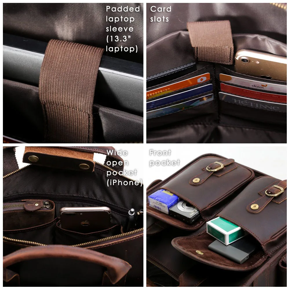 New Design Vintage Style Genuine Leather Briefcase Leather Shoulder Bag Business Sling Bag Briefcase Laptop Messenger Bag