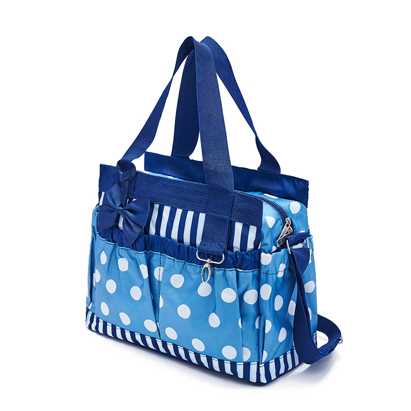 5-Piece Baby Diaper Bag Set - Waterproof Tote With Bottle Bag & Changing Mat (Blue)