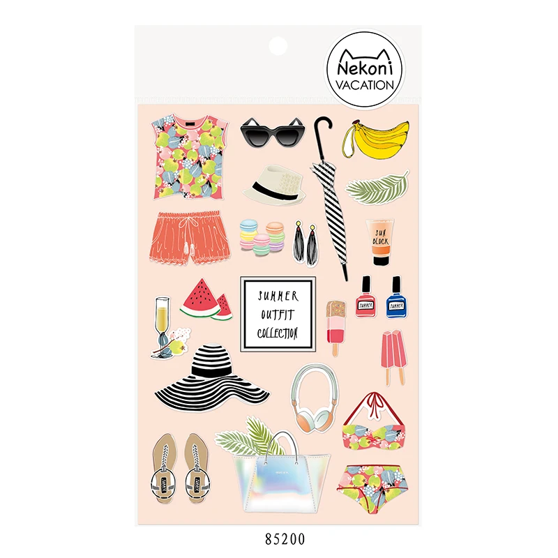 Nekoni праздничная серия наклейки клейкие декоративные на заказ ПВХ Виниловая наклейка для ручной учётной