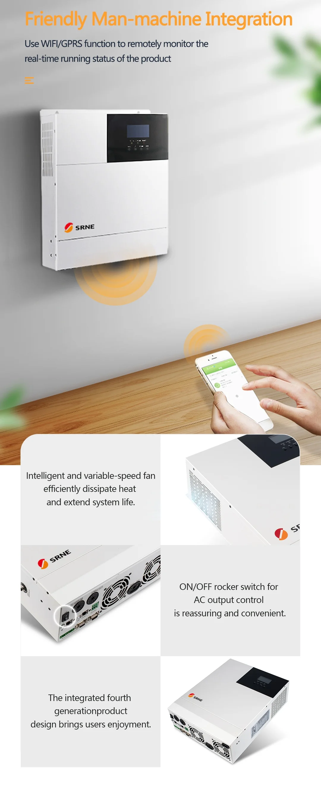 5000W Dc 24V 48V to Ac 110v 120v 220v 230v Srne Hybrid Solar Inverter ...