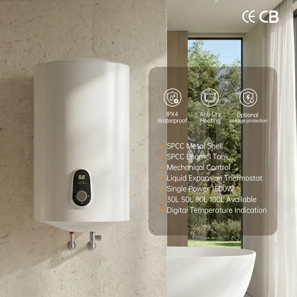 Metal SPCC Shell Knob Control 30L/50L/80L/100L 1500W Wall-Mounted Bathroom Hotel Household US Storage Electric Water Heater