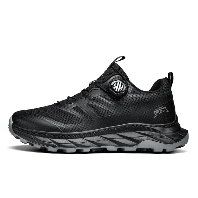 Men's Breathable Fly Woven Mesh Sneakers Wholesale Summer and Autumn Training Running Shoes with Spin Button for Winter
