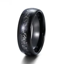 Fashion Rings 8mm Tungsten Rings for Men Mens Wedding Band Engagement Promise Ring Meteorite Sticker Inlay Domed Polished