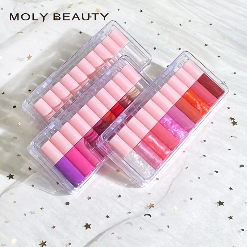 Mini Lip Gloss Set No logo Matte Glossy Lipgloss Private Label pink Cosmetics Lipgloss
