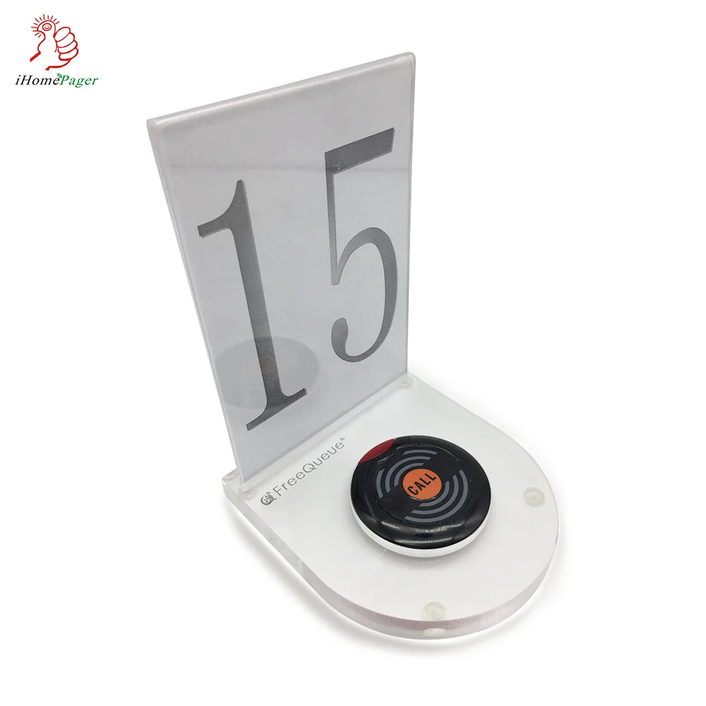 Wireless Call Button with Acrylic Table Menu Holder for Cafe Use