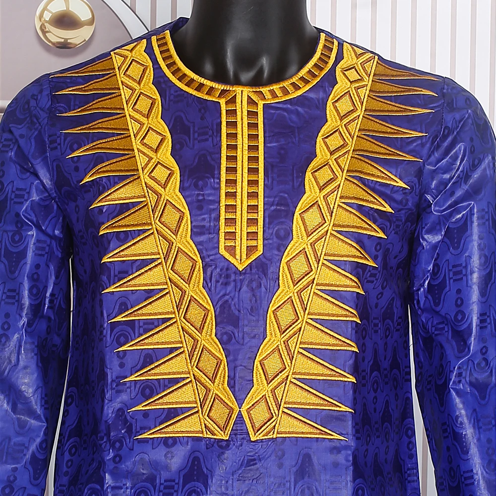 H & D Bazin Africa Suit Men Clothing 2 Pcs Dashaki Clothes Traditional African Men Clothing