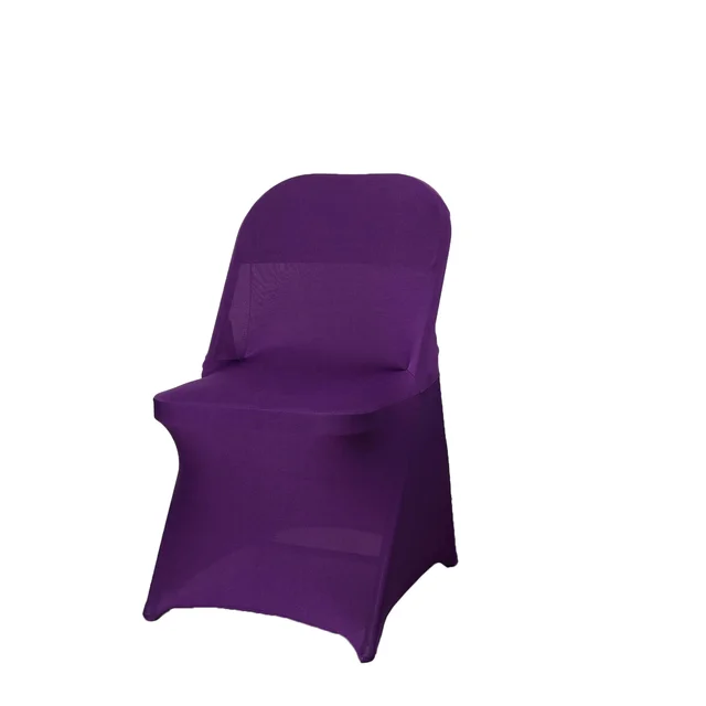 Stretch Spandex Purple Folding Chair Cover for Wedding Party Dining Banquet Events Hotel Restaurant