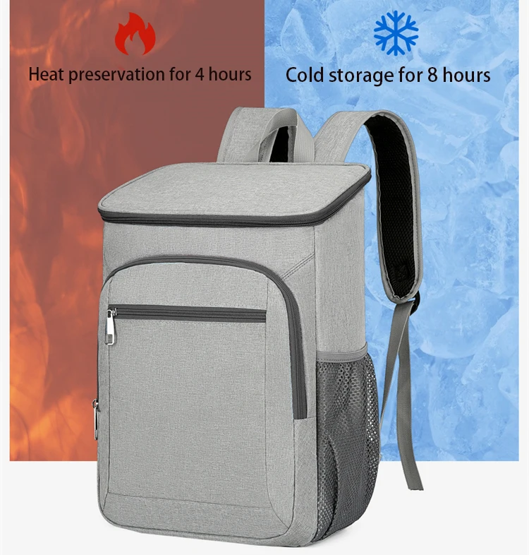 Custom Cooler Backpack Insulated Waterproof Portable Grey Oxford