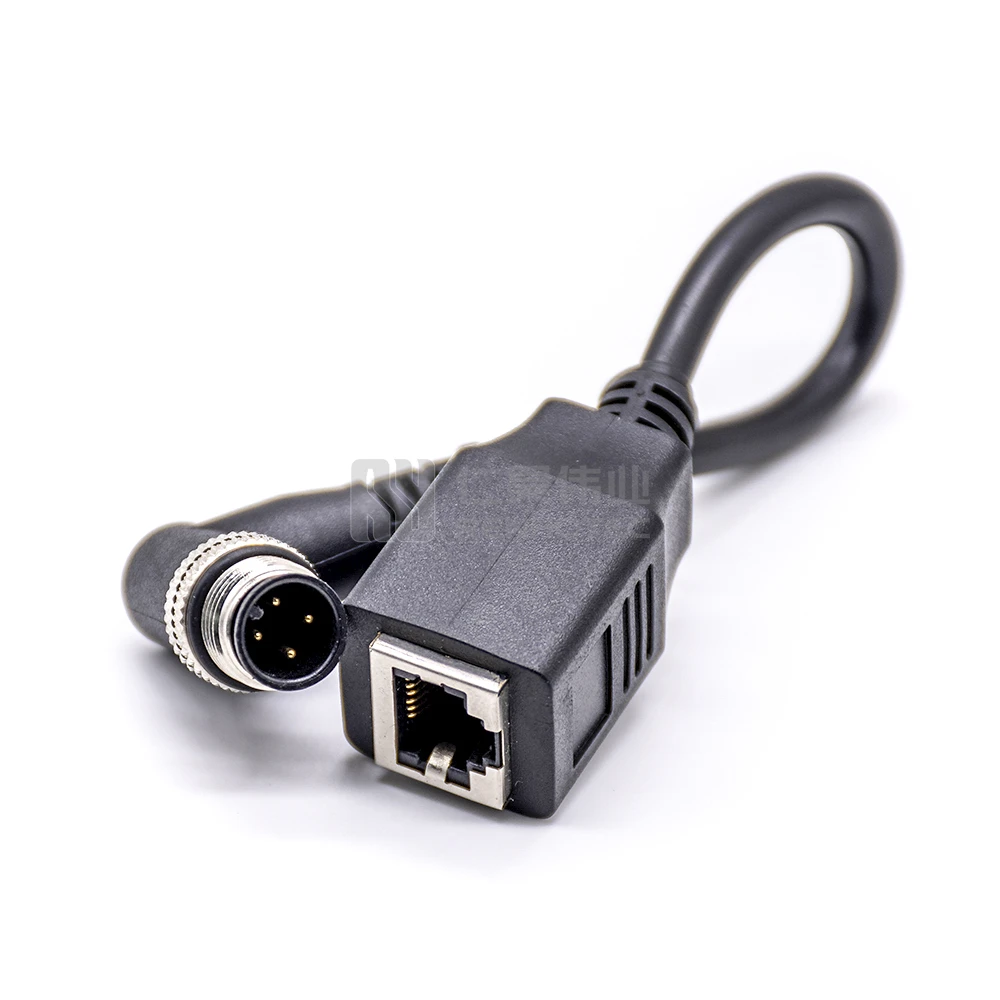 M12 Industrial Ethernet X Coded to RJ45 Connector Waterproof Xcoded Code IP67 8 Pin Male to Female Cable