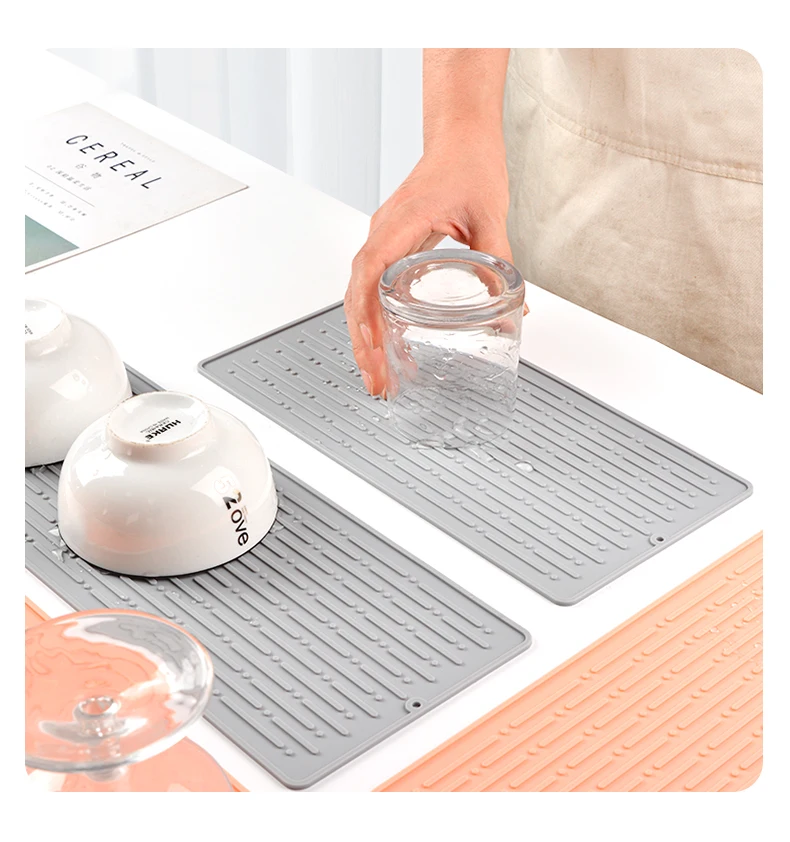 Extra Large Silicone Kitchen Dish Drainer Mats Heat Resistant Drying Pad for Counter Dish Drying Drainer Mat