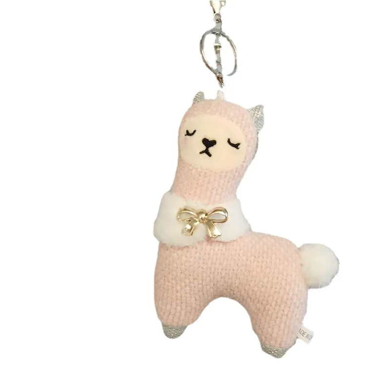 Plush Alpaca Keychain 17cm Soft Key Ring Plush Dolls Toy Girls Bag Car Key Pendant