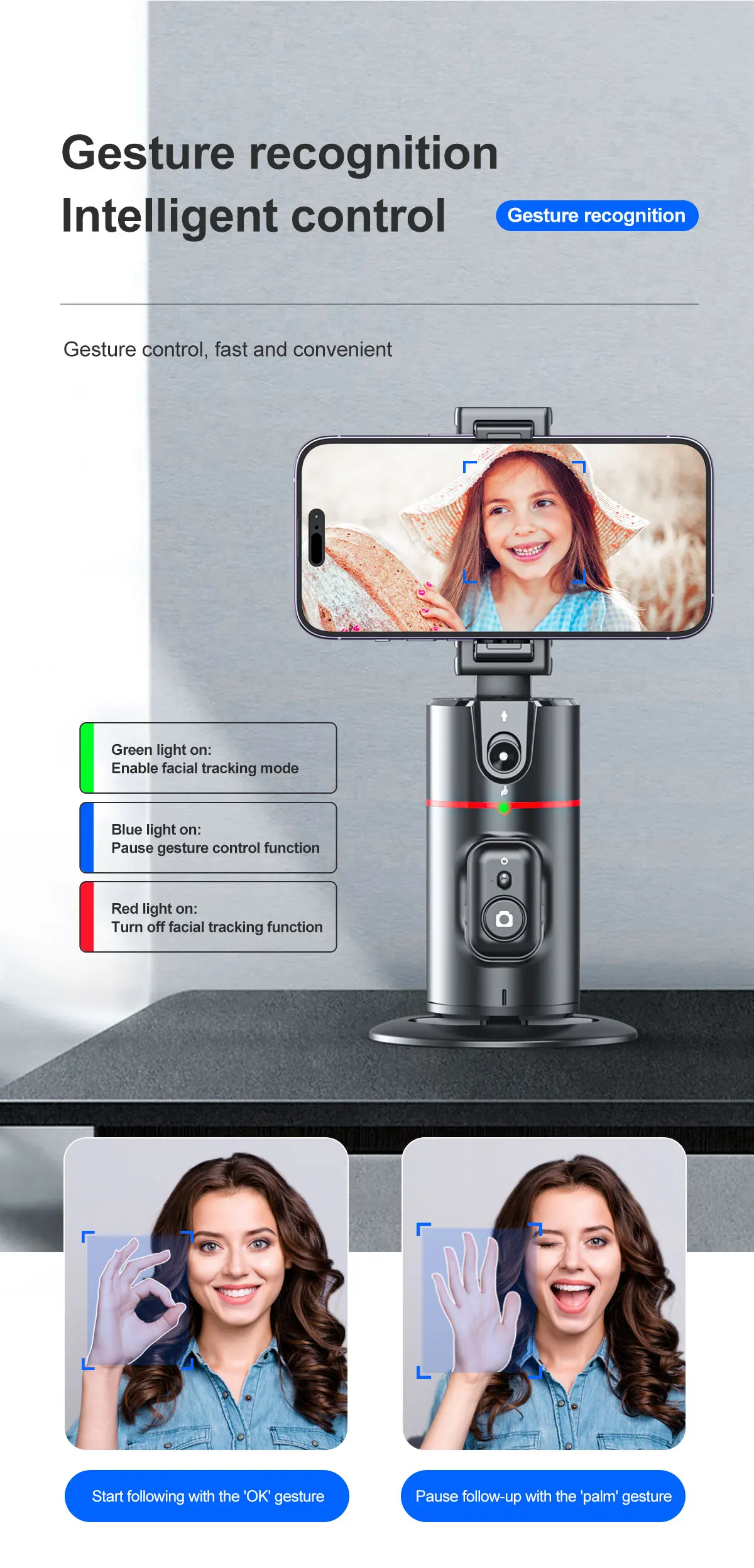 P02 360 Auto Face Tracking Gimbal Smartphone Video Vlog Gimbal Stabilizer Camera Gimbal Professional Mobile Phone Stabilizer
