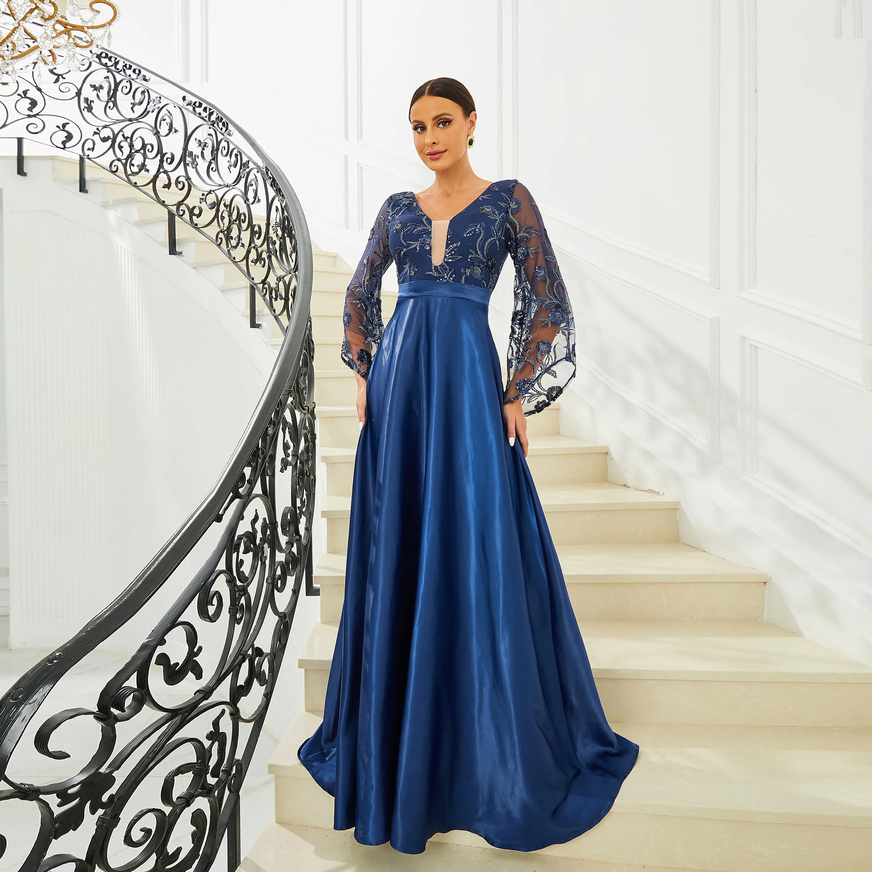 velvet champagne bridesmaid dress Column High Waist V-Neck Floor Length Dresses Size:XL-42 line velvet dress InTheStyle Wedtrend Women Light Green