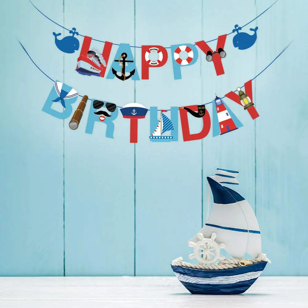 Sailor Nautical Happy Birthday Banner Anchor