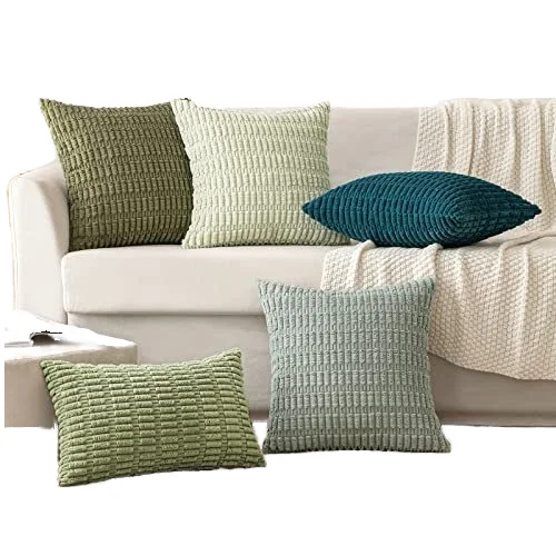 Knagsfa Boho Throw Pillow Cover 18x18 Inches - Green Vintage Ethnic Decorative Square Pillowcase - View #9