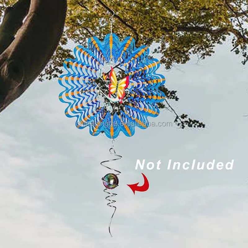 Wholesale Wind Chimes Spinners Manufacturer Outdoor Butterfly Rotating Sculpture Hanging Metal