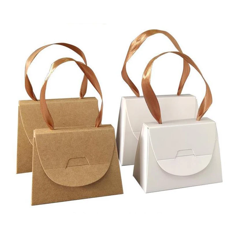 Recyclable Kraft Paper Wedding Candy Gift Box with Handle Party Favor Gift Bag for Baby Showers Birthdays Christmas manufacture