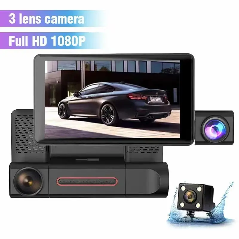 DashCam 4 Inch Touch Screen Car Dvr Hd 1080p Video Black deals Box 3 Lens Camera