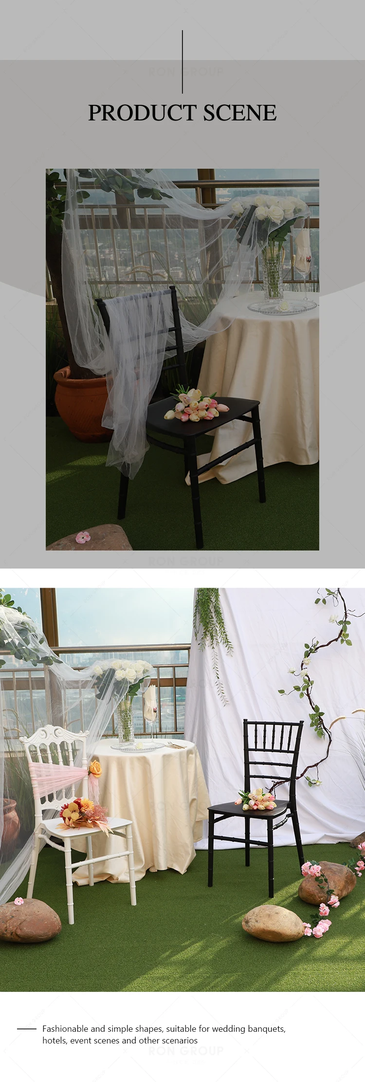 Hot Sale Events PP Plastic chair Stackable Wedding chair Black Dinning Furniture Modern Outdoor Plastic Dining Chair
