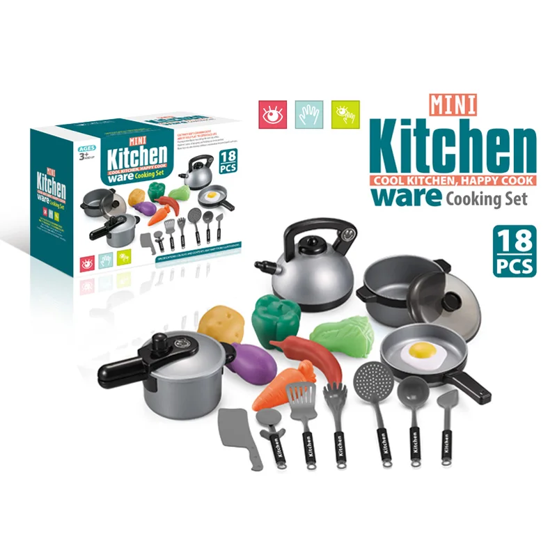 Лидер продаж развивающий набор еды Детская кухня игрушки для ролевых игр приготовления пищи с кастрюлями и посуда